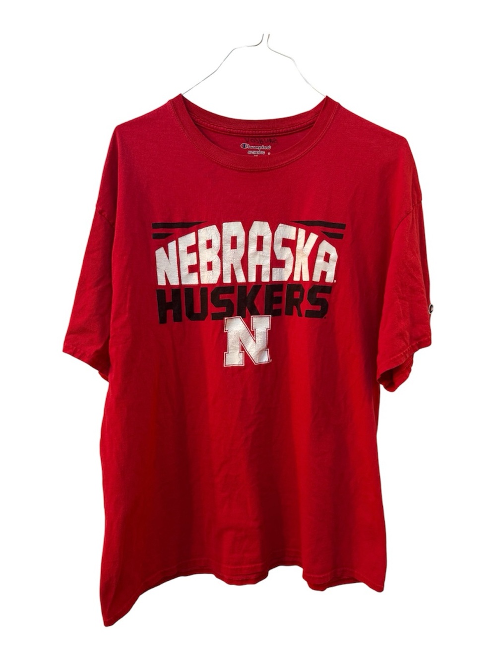 Vintage Champion Nebraska Huskers Red Graphic Short Sleeve Tee